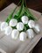 20PCS Tulips Artificial Flowers Faux Silk Tulip Stems Fake Flowers Bouquets for Vase Wedding Home Decoration White